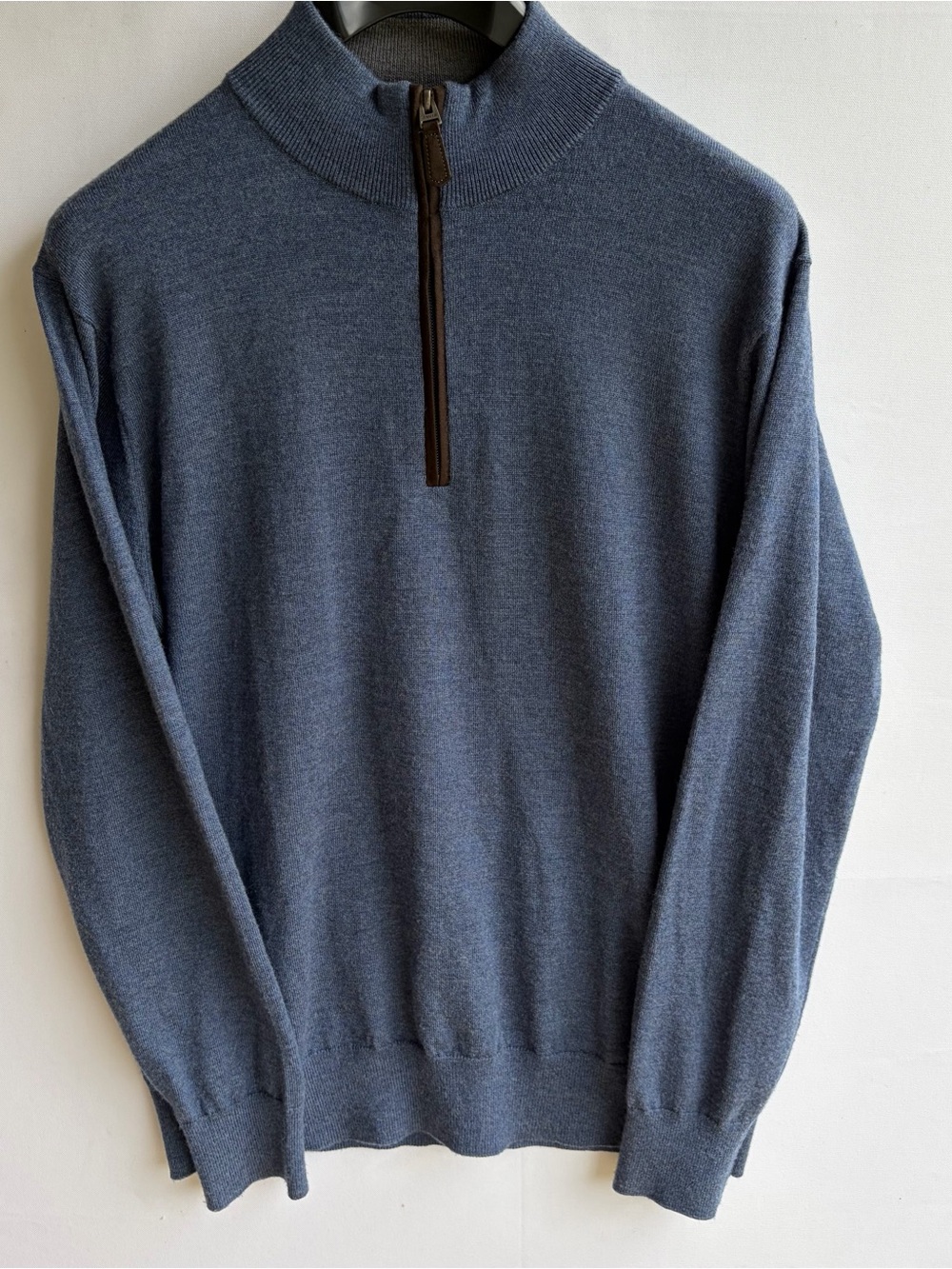 ORVIS Men's 100% Merino Wool 1/4 Zip Sweater Size Medium Blue